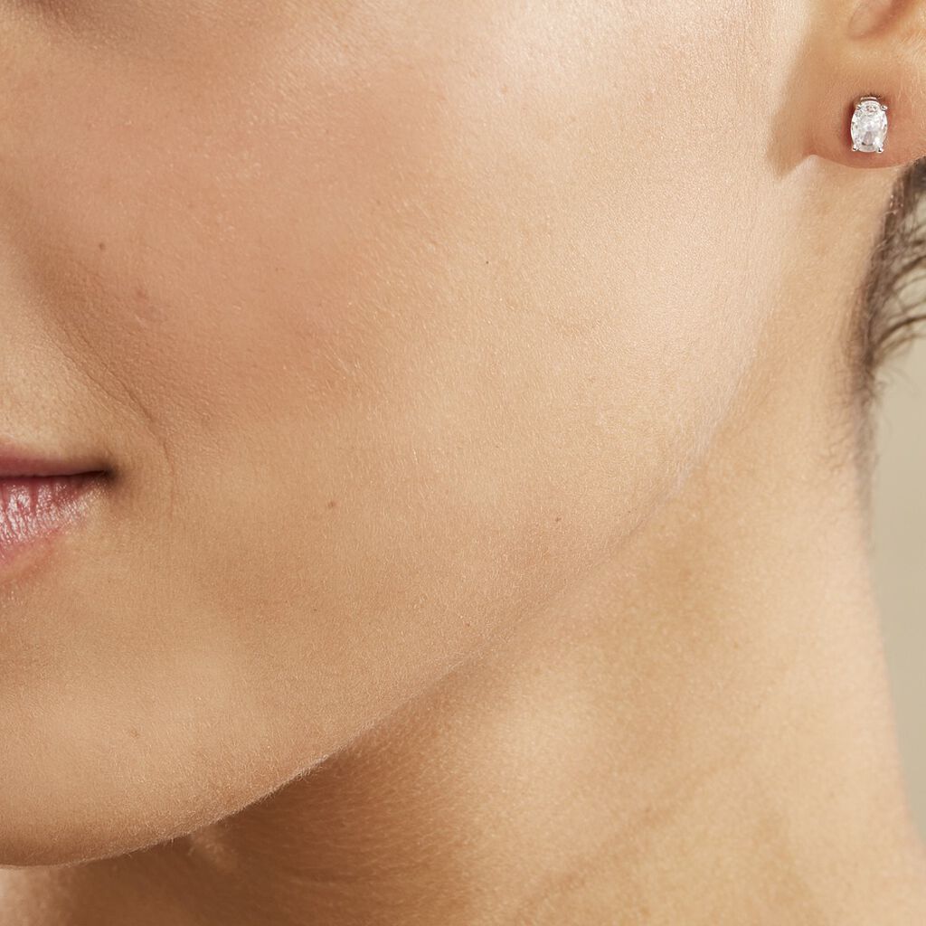 Boucles D'oreilles Puces Mathilda Argent Blanc Oxyde De Zirconium
