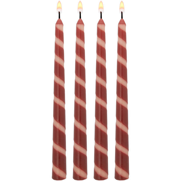 Blokker Dinerkaarsen - 4 stuks - 25 cm - Roze / Rood