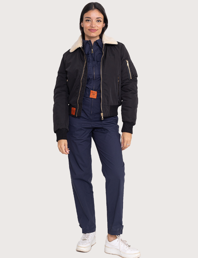 BOMBERS ORIGINALS BOMBERS FEMME NYLON COL FOURRURE NOIR