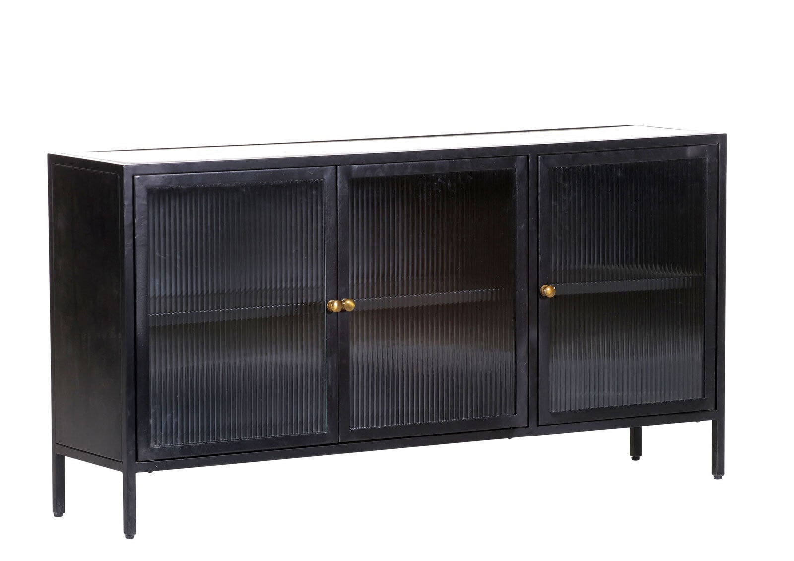 Sideboard 140 x 72 cm Platte Marmor weiß/Türfront Strukturglas