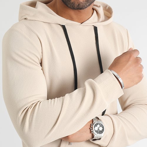 Sweat Capuche Texturé Waffle 0609 Beige Clair
