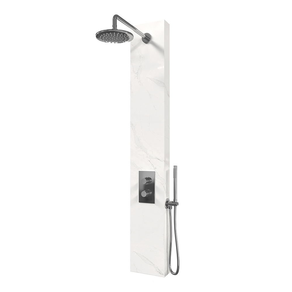Brauer Chrome Edition thermostatisch douchepaneel calacatta gold met 20cm hoofddouche en staafhanddouche chroom