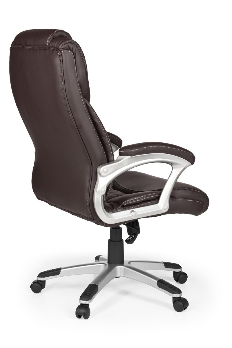 KADIMA DESIGN Großer Bürostuhl: Extra hohe Rückenlehne, Wippmechanik, Lendenwirbelstütze, Kunstleder, Braun.