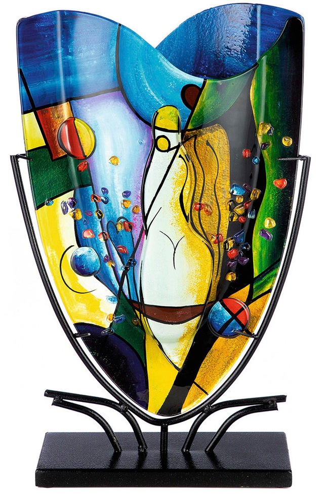 Casablanca by Gilde Tischvase »Magic, Dekovase« Vase aus Glas, mit schwarzem Metallfuss