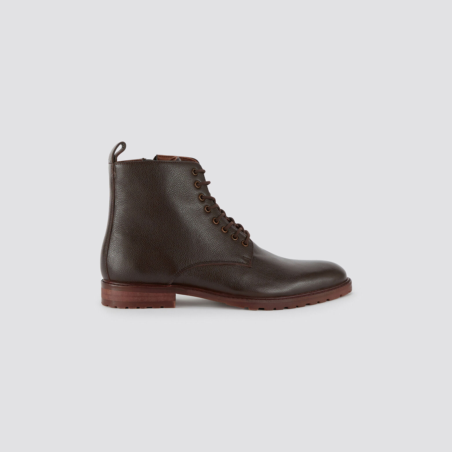Boots en cuir grainé Marron