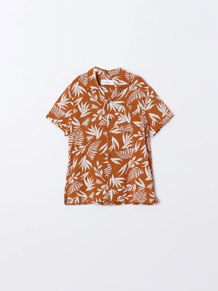 Camisa estampada para resort - Bege
