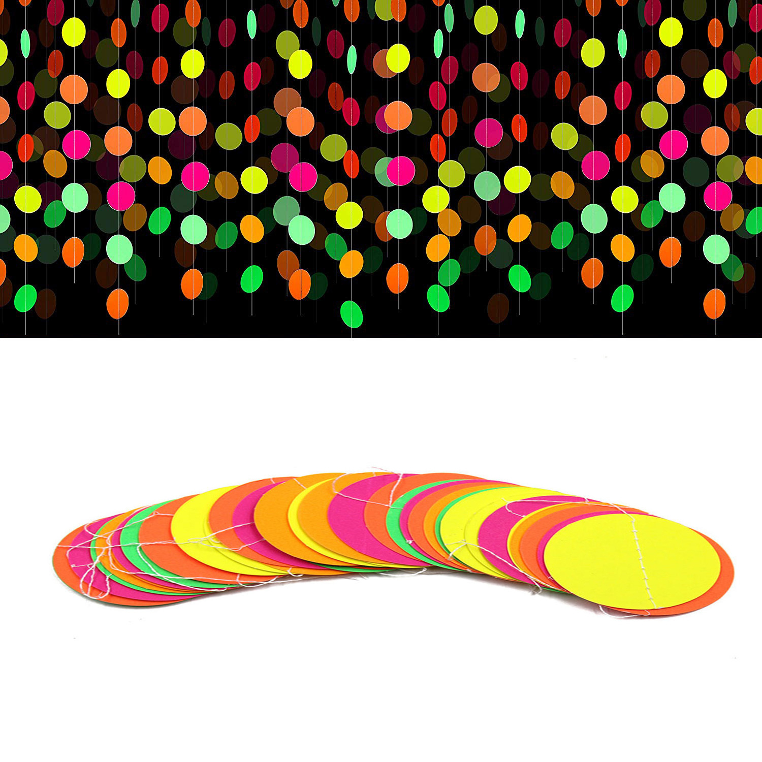 (275cm) Neon UV Kreis Girlande Party Deko Glow in the Dark Accessoire