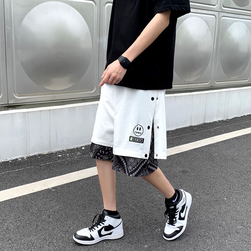 Priam - Mid Rise Paisley Print Mock Two-Piece Shorts