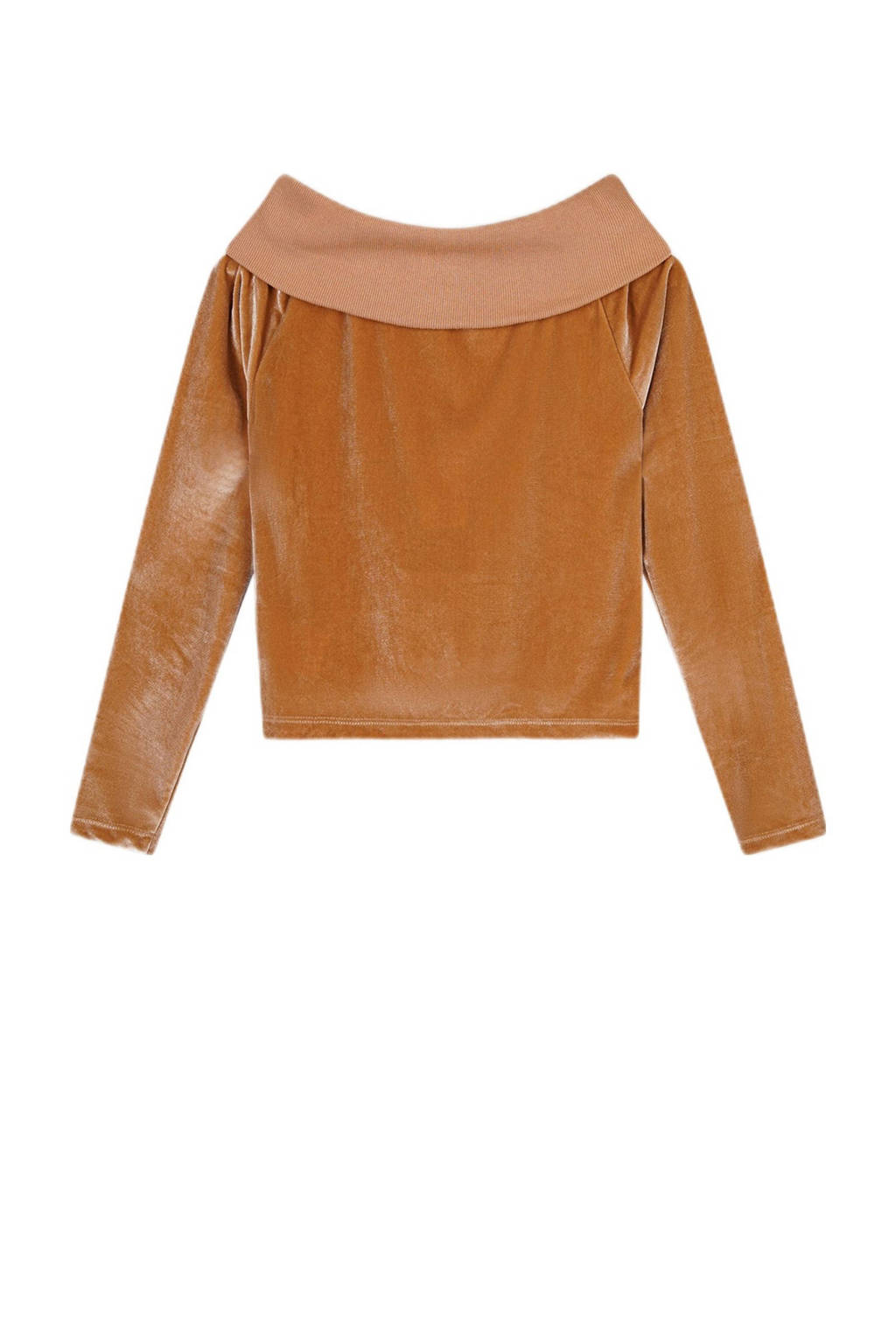 NoBell’ fluwelenoff shoulder top Kelza rozezand