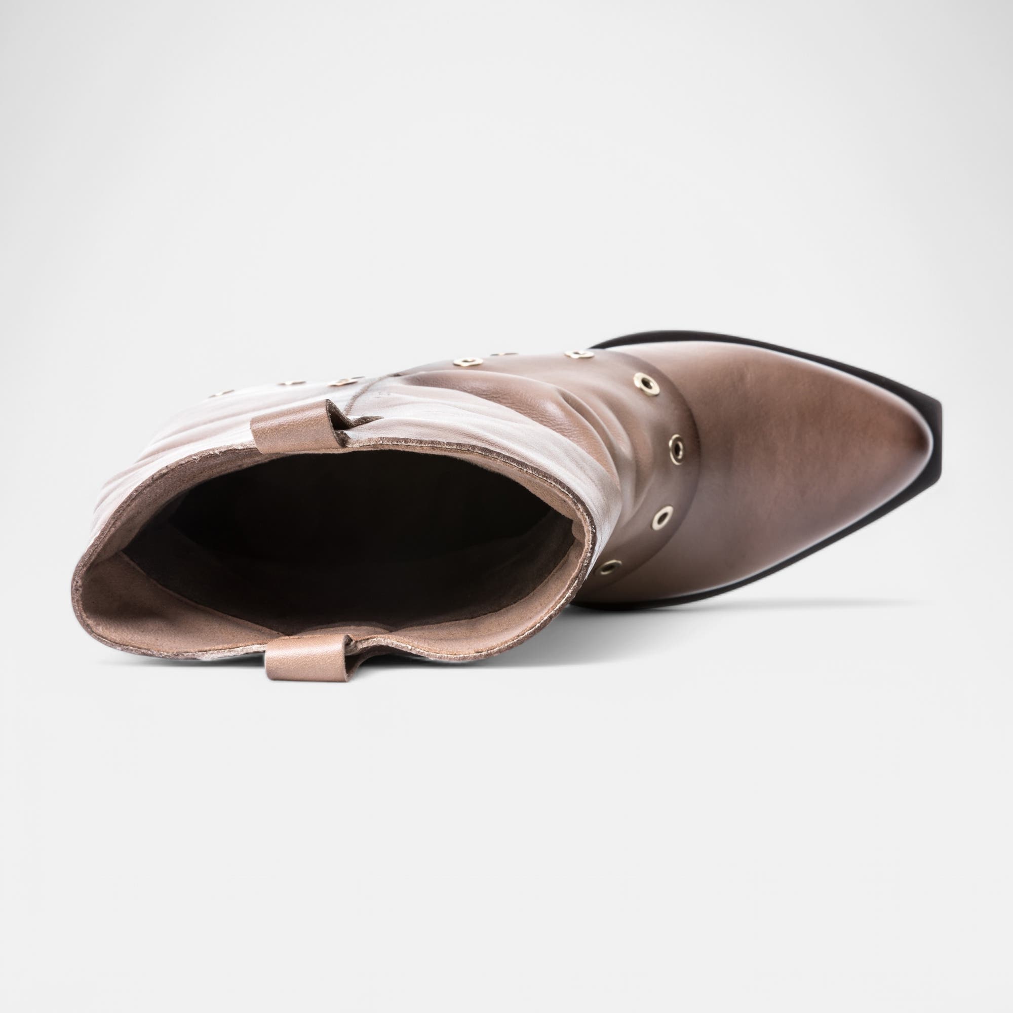 Santiags à talon Femme en cuir beige