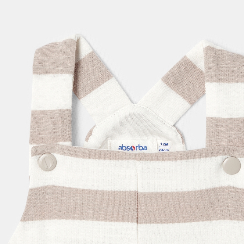Salopette courte en molleton de coton bio beige mixte Absorba