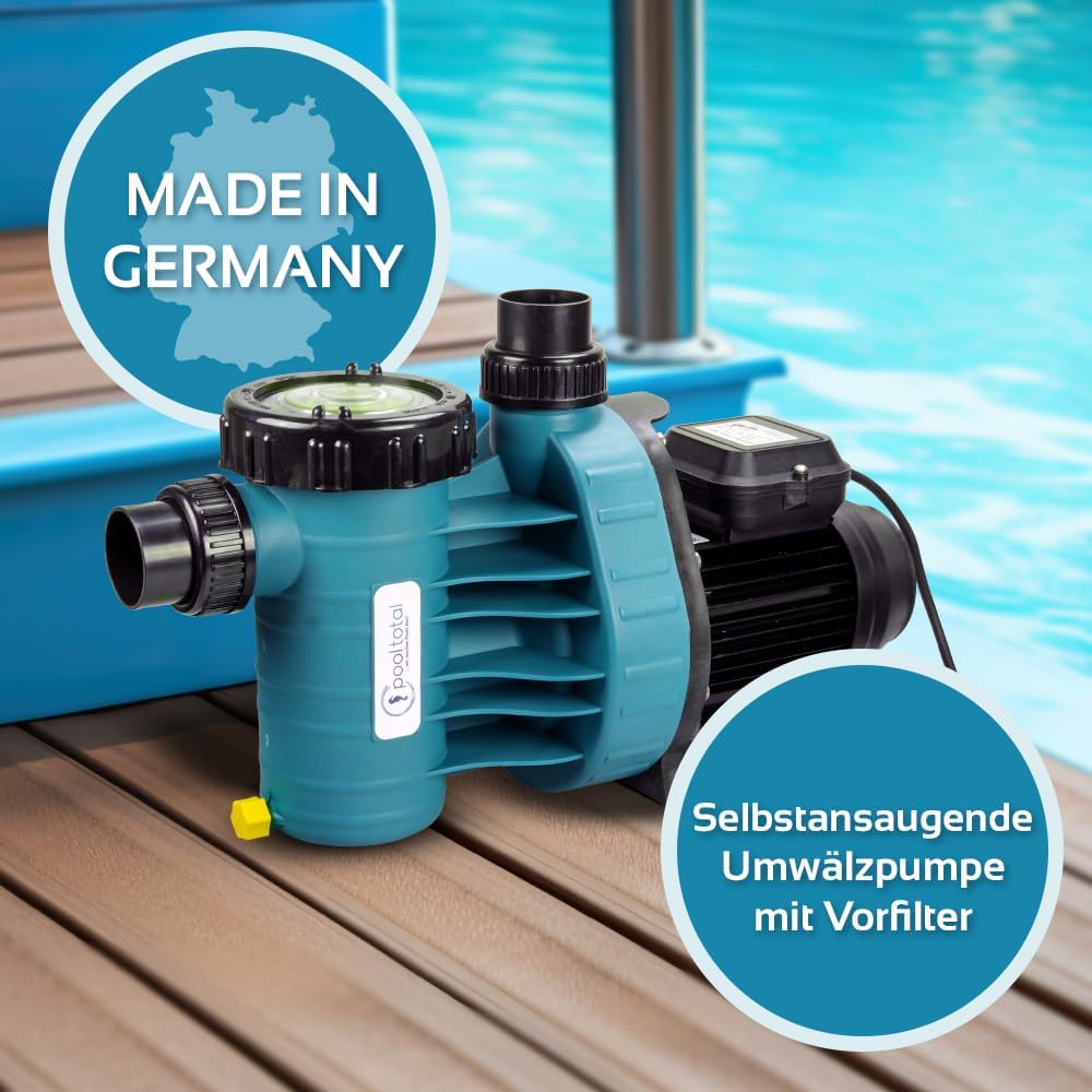 POOL Total Sandfilteranlage Brillant Ø 500 - Selbstansaugende AquaPlus 11 Filterpumpe - Filterkessel - 6-Wege Top-Mount Rückspülventil Edition