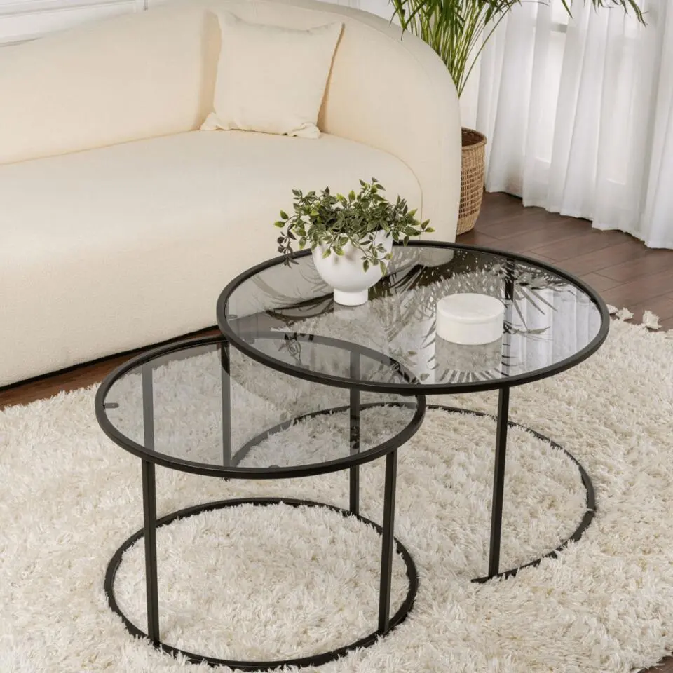 CALICOSY - Set van 2 Salontafels AURUM - 43x80x80 cm