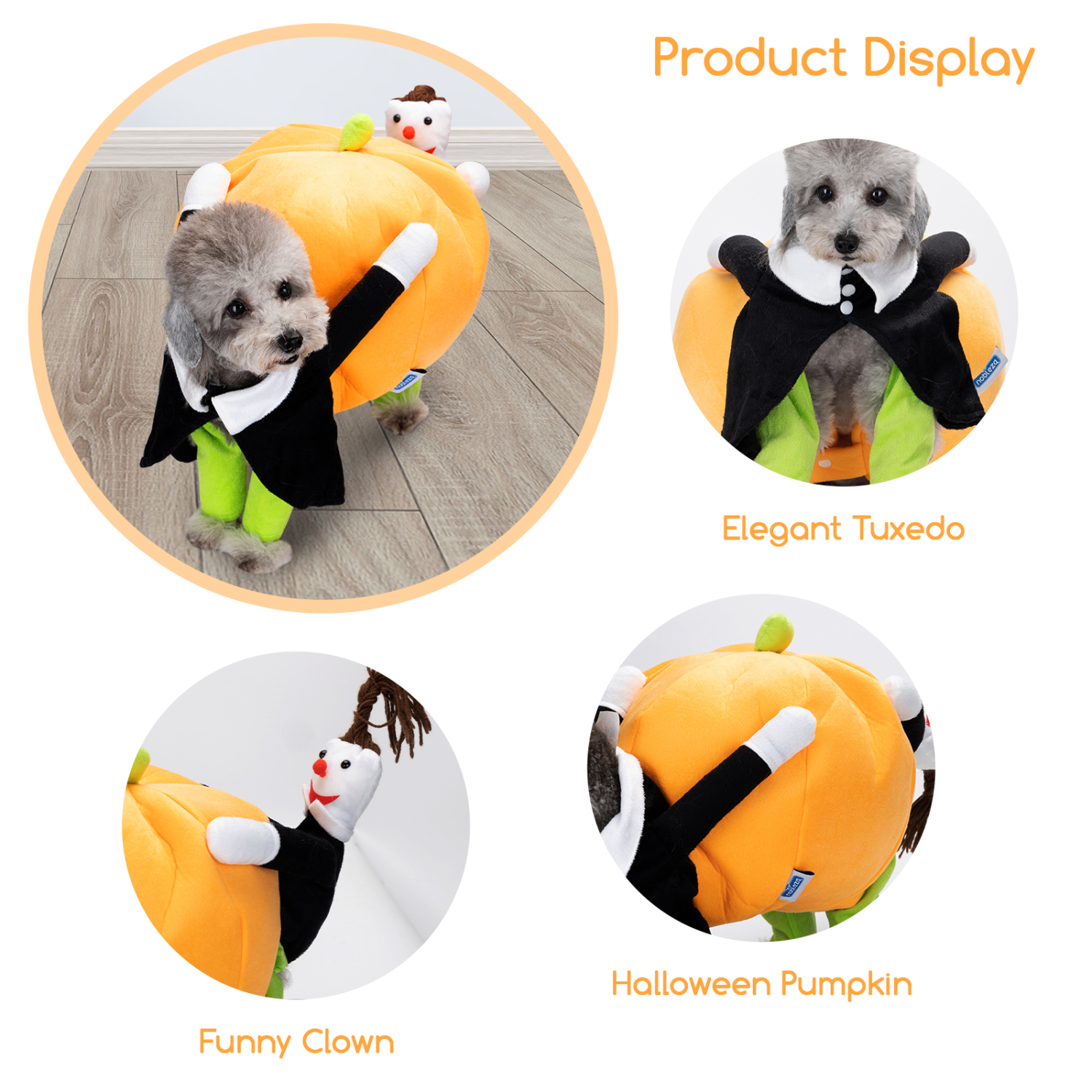 Nobleza - Fantasia de Halloween para Cachorro com Abóbora e Palhaço, Fantasia Divertida para Gato, Fantasia Cosplay Inusitada, Casaco de Inverno Quente (G)