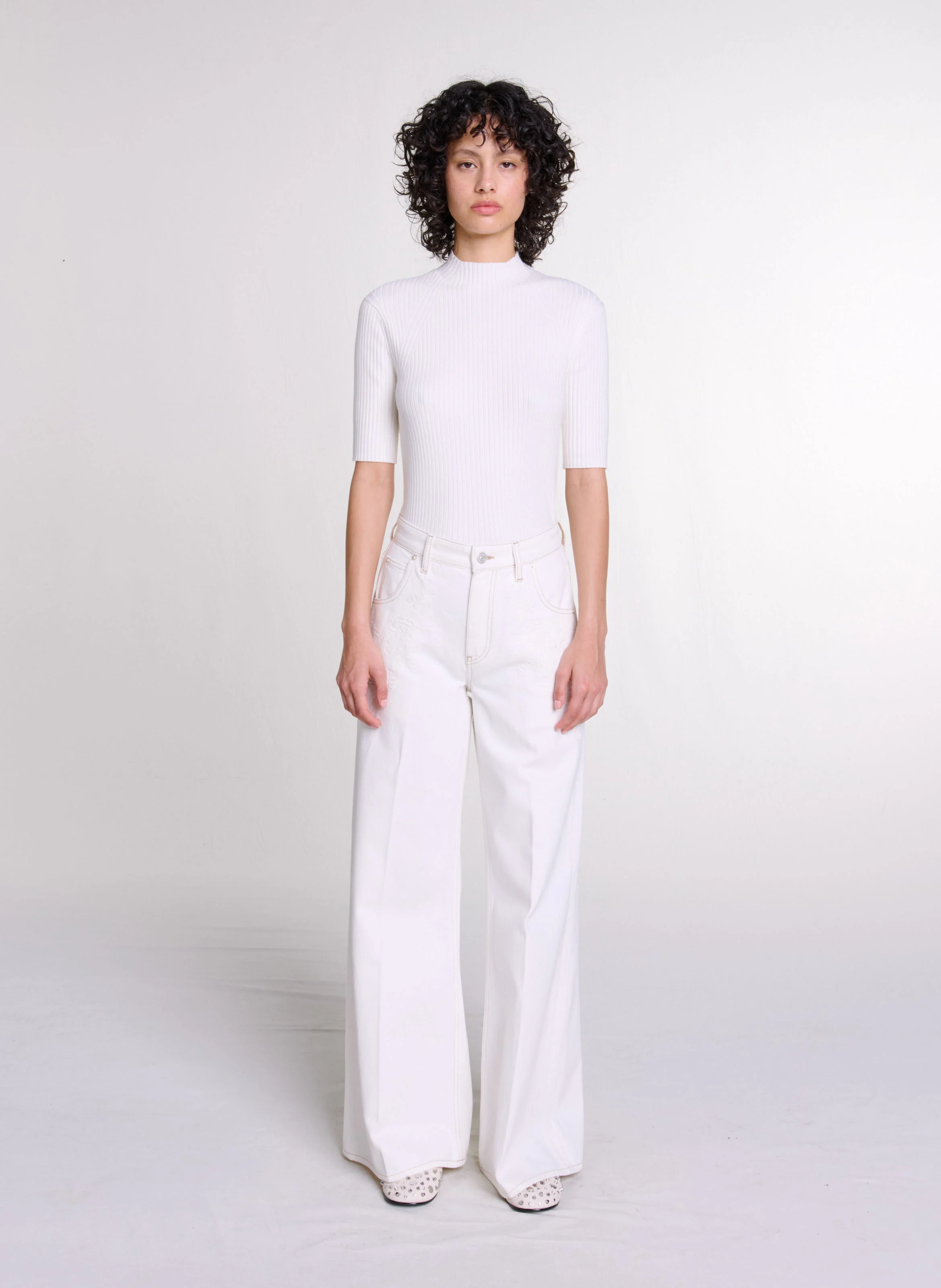 Jean large en coton | Blanc