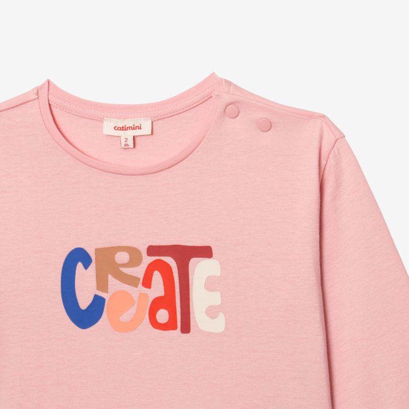 T-shirt bébé fille message rose en coton recyclé Catimini Rose