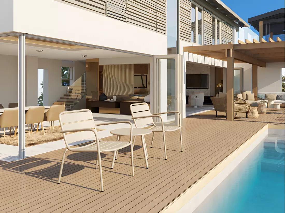 Table d'appoint de jardin en métal ronde - Beige - MIRMANDE de MYLIA
