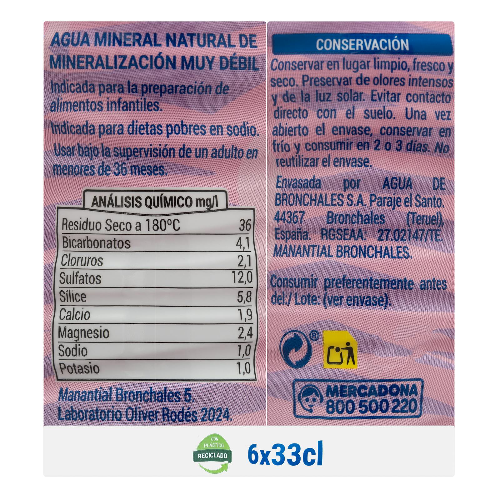 Bronchales petite eau minérale avec bouchon enfant