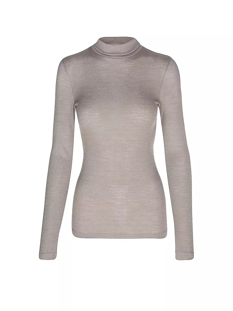 MEY Langarmshirt WOOL LOVE deep taupe hellbraun