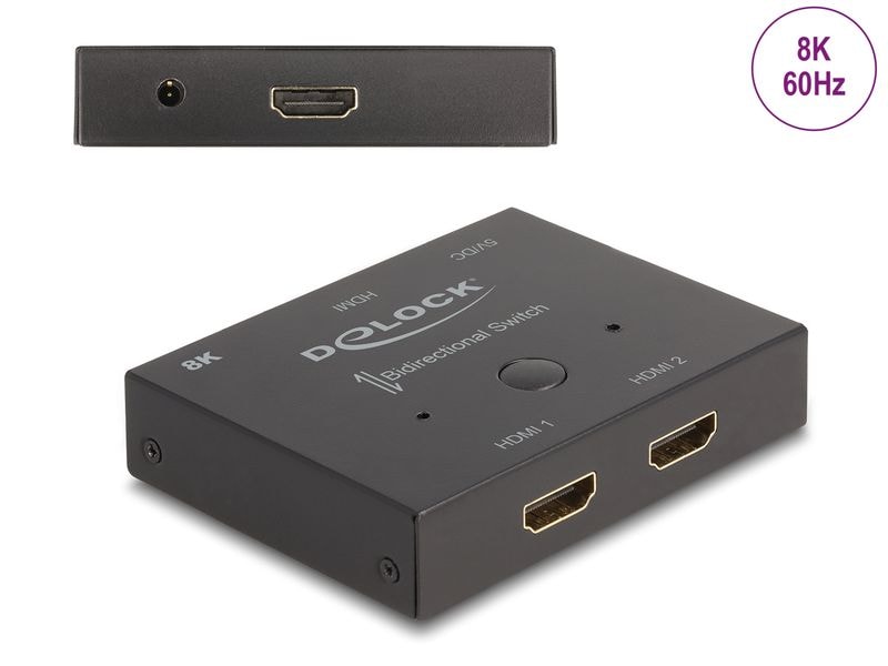 Delock Umschalter 2-1 8K 60 Hz HDMI Delock HDMI 2 - 1 Switch bidirektional 8K 60 Hz