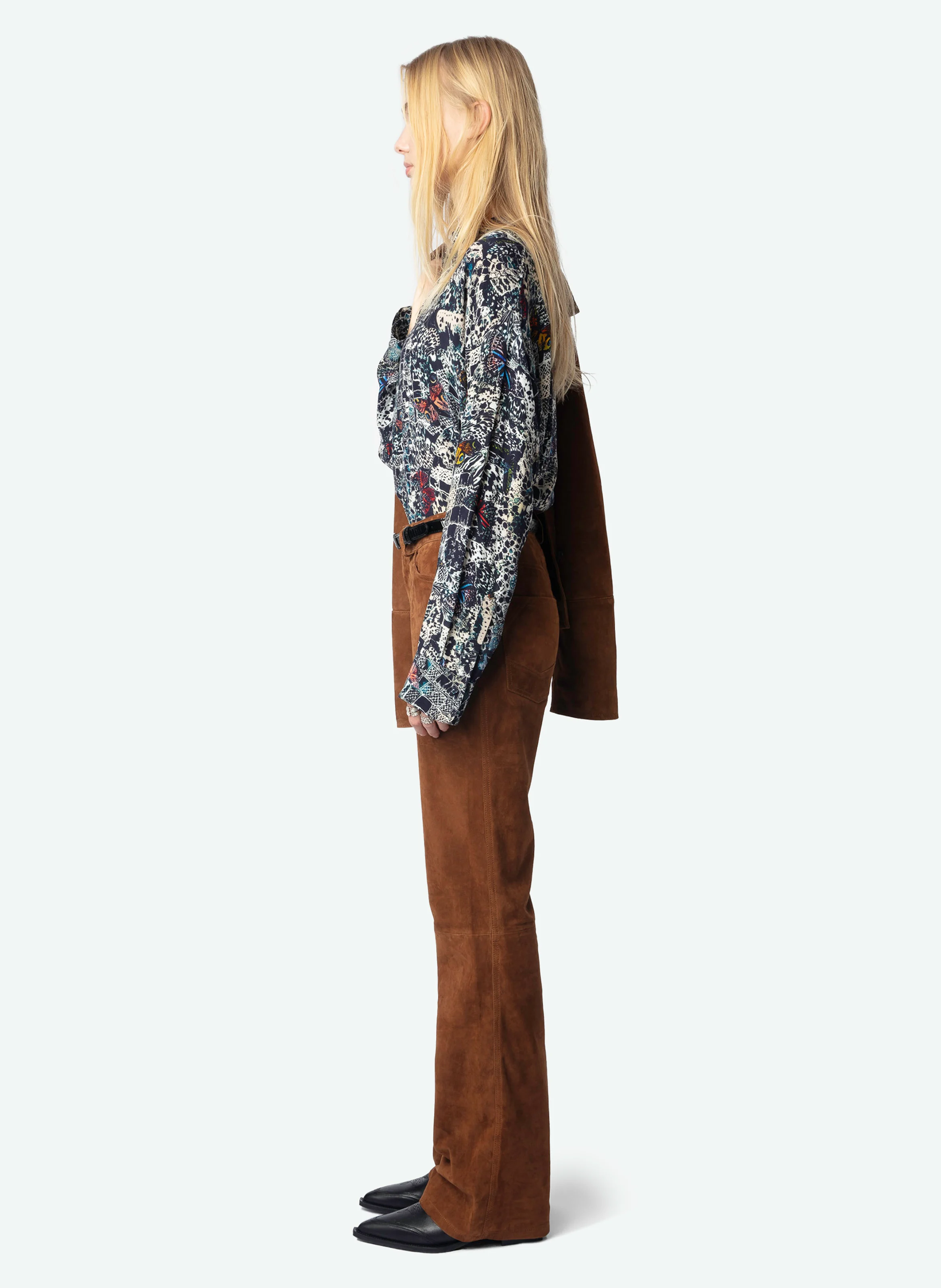 PISTOL - Pantalon droit en suédine| Marron