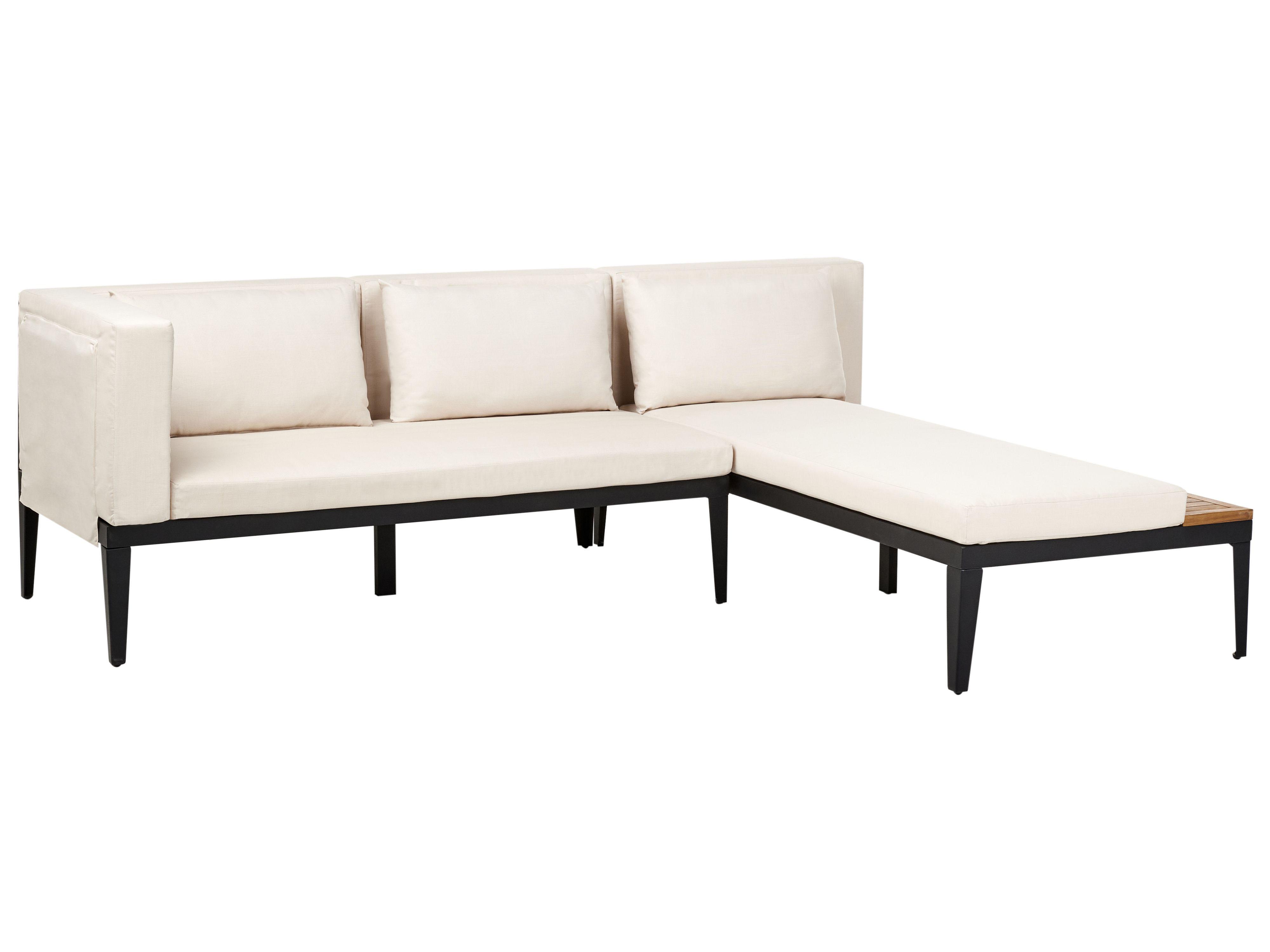 Tuin hoekloungeset met tafel 3-zits BRACCIANO linkszijdig Gecertificeerd acaciahout Lichtbeige