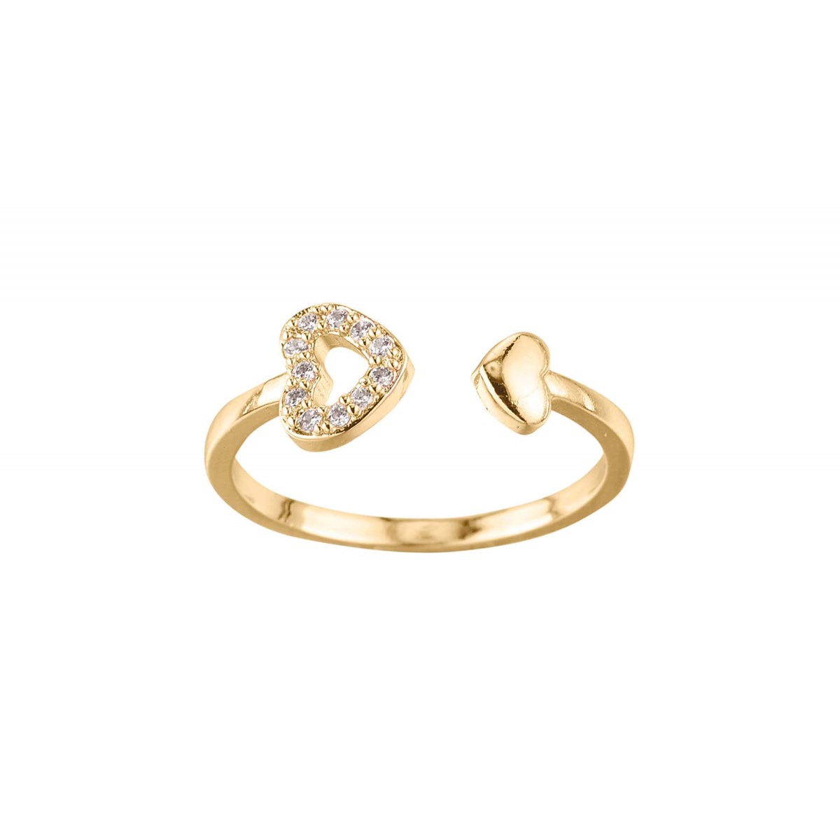 Bague Double coeur dorée