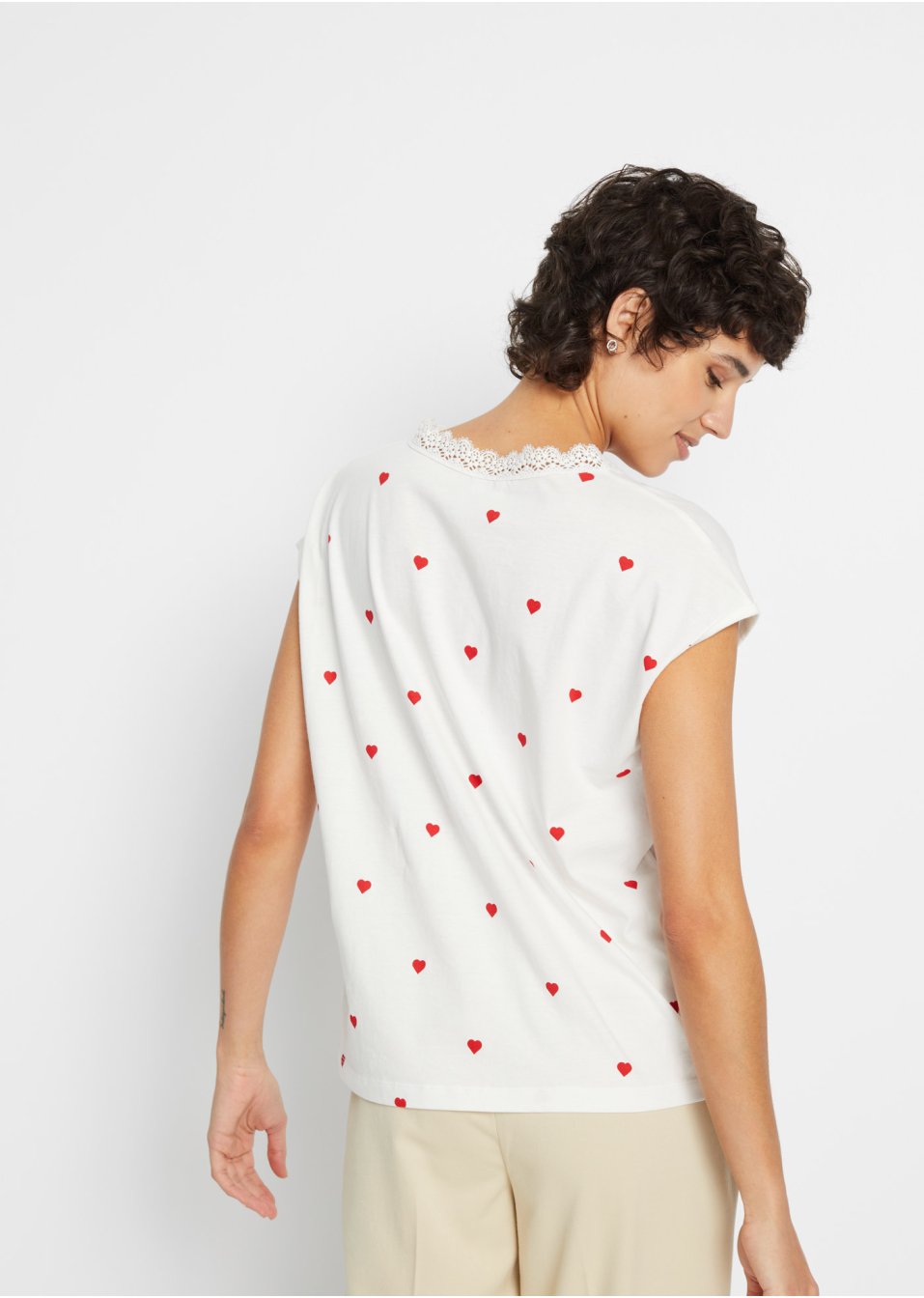T-shirt imprimé avec dentelle