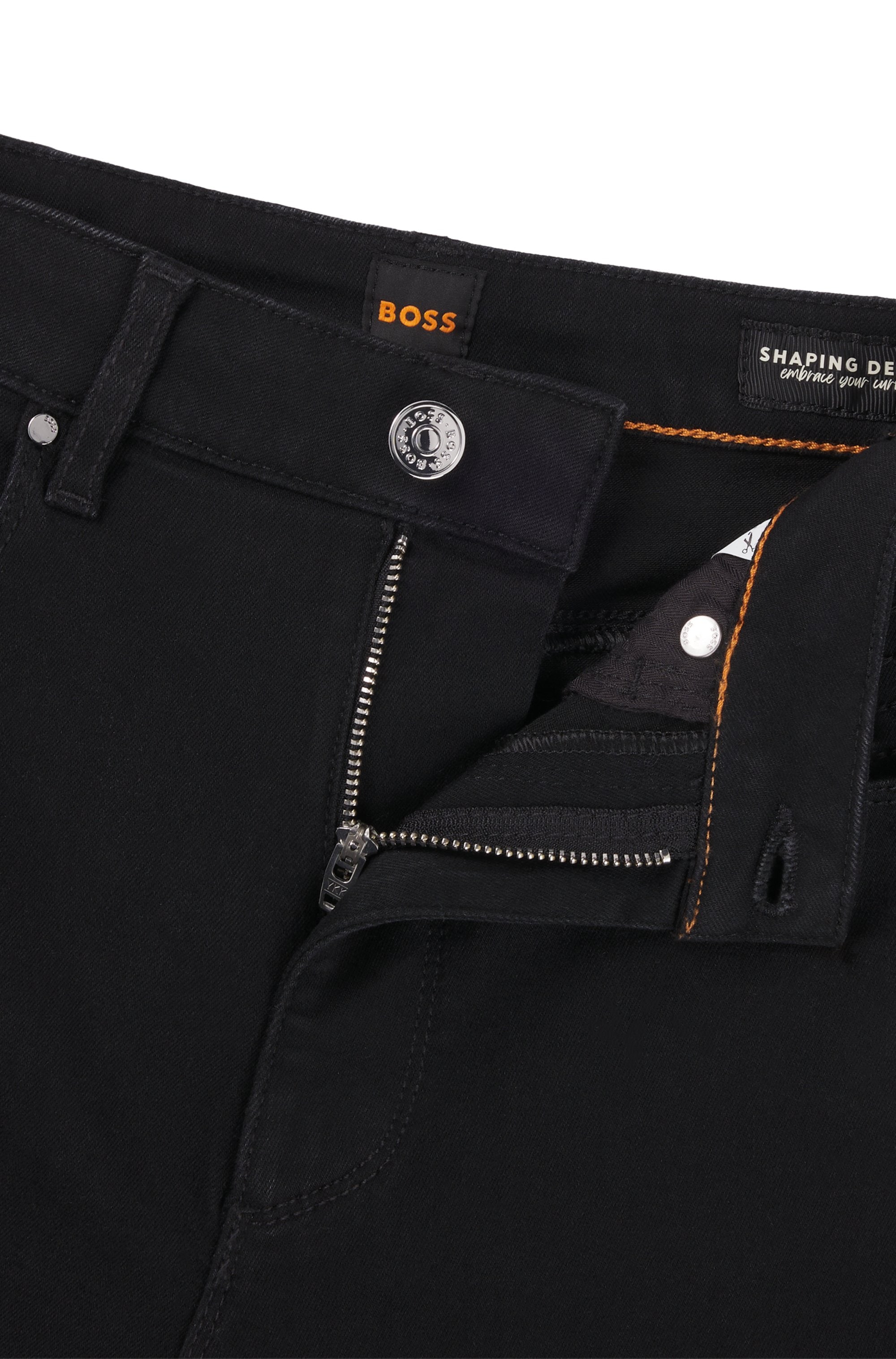 BOSS ORANGE Schlagjeans »Rosa High Rise Bootcut Premium Damenmode«, mit BOSS Logostickerei auf der Tasche