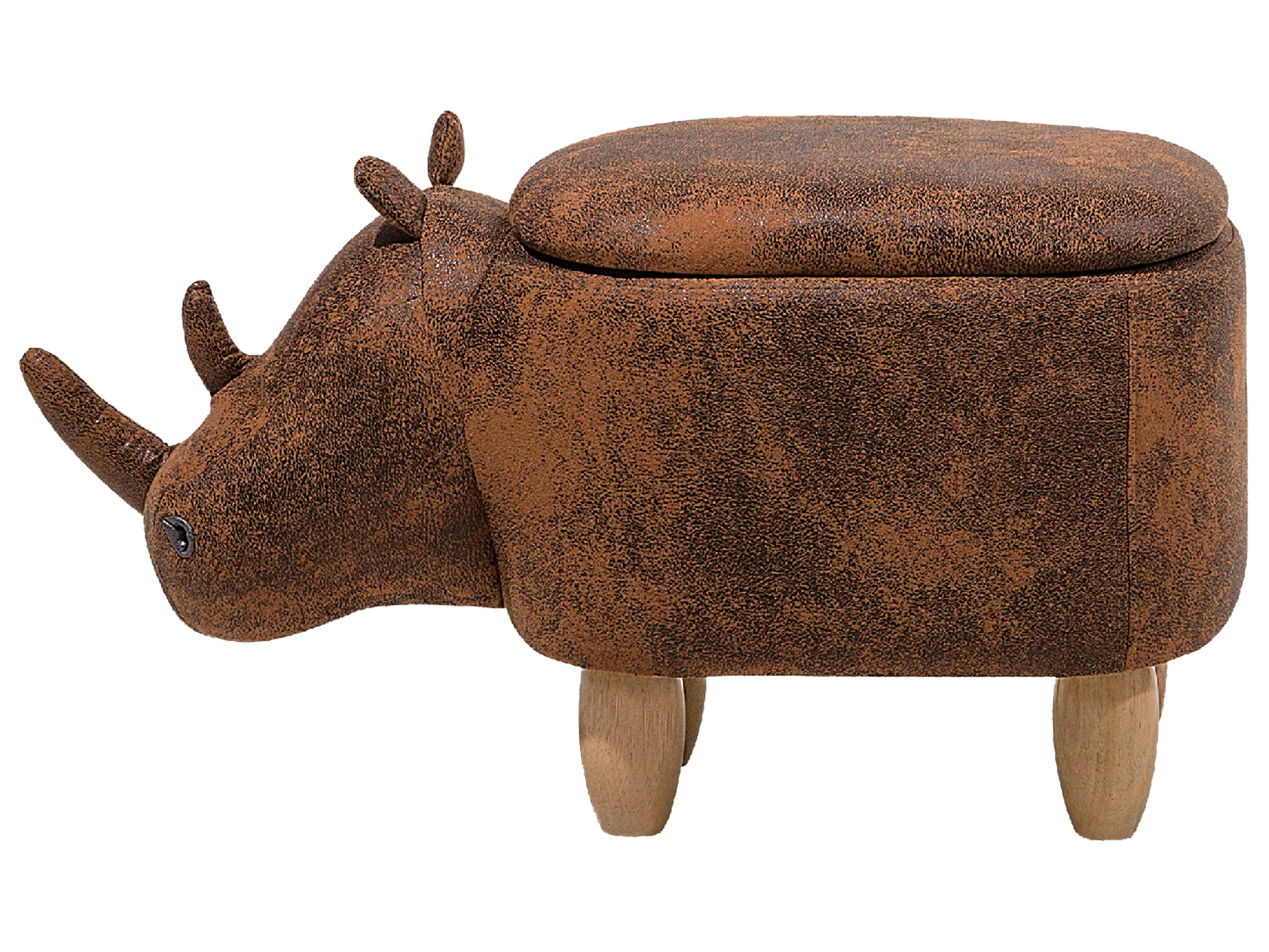 Dierenpoef met opbergruimte RHINO Kunstleer Lichtbruin Neushoorn