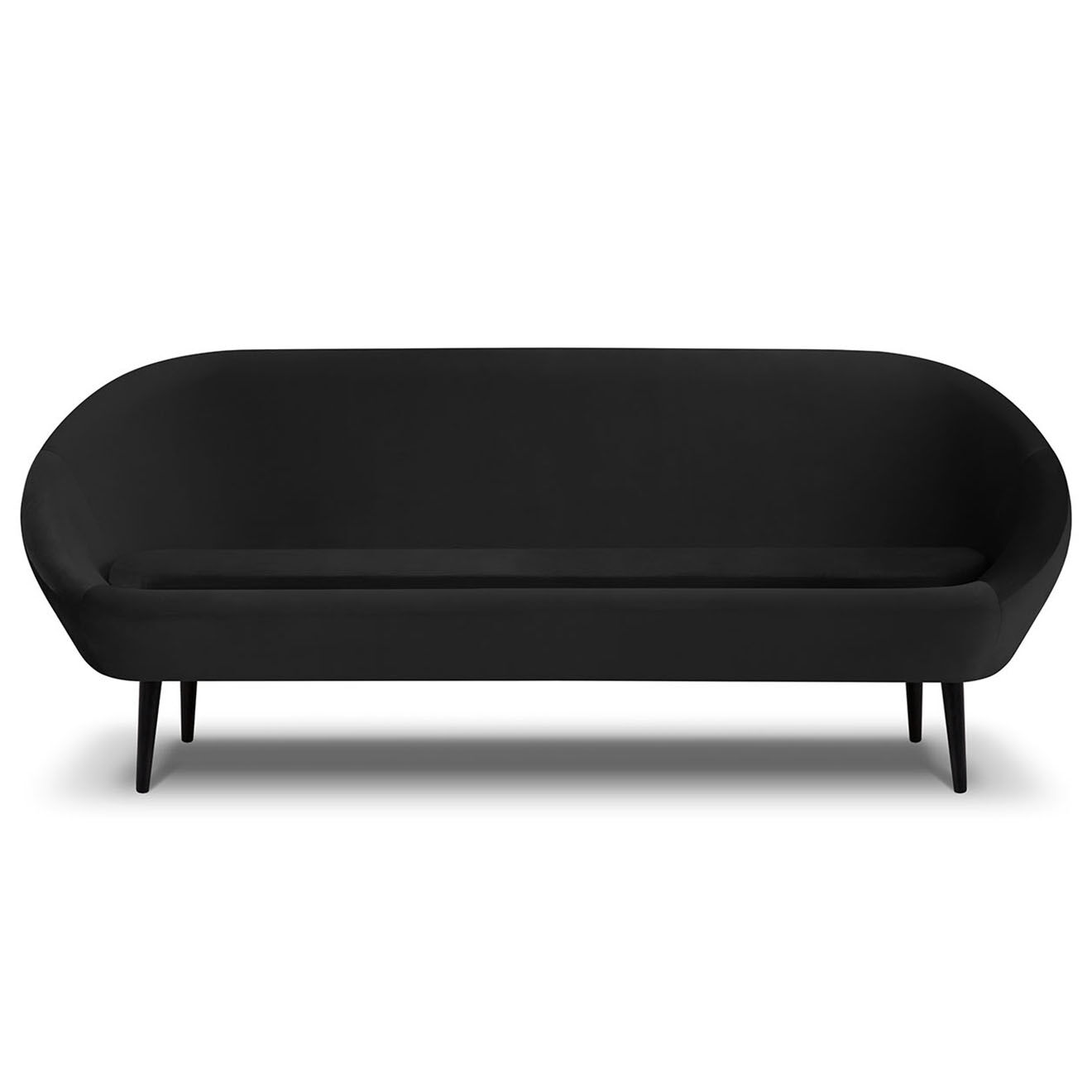 Mazzini Sofas Canapé velours petale 3 places noir - 222x90x92 cm
