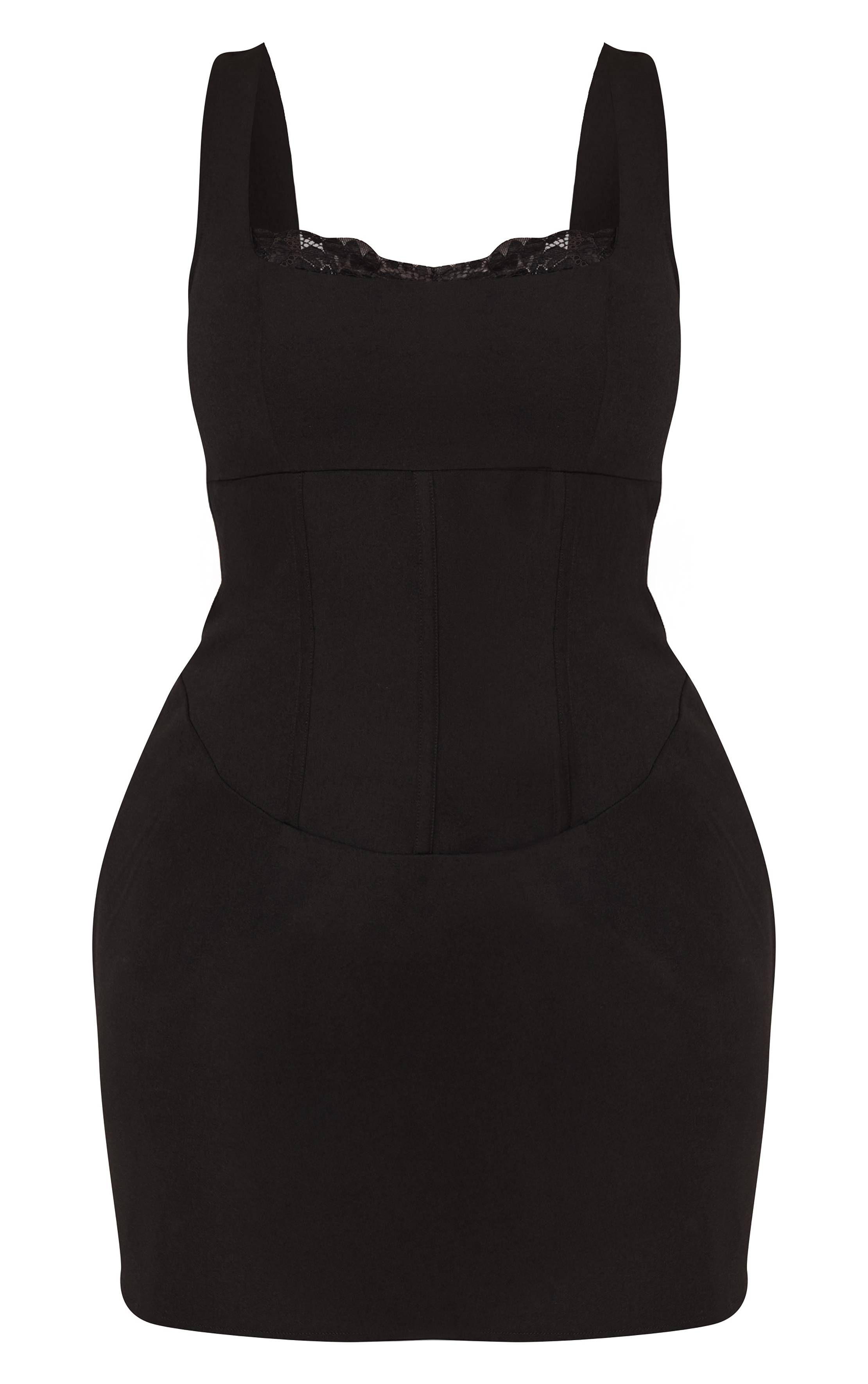 Noir Robe Mini Ajustée À Encolure Carrée Shape
