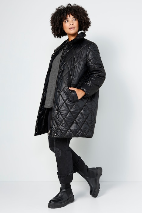 Steppjacke, oversized, Rhombenstepp, 2-Wege-Zipper, Langarm