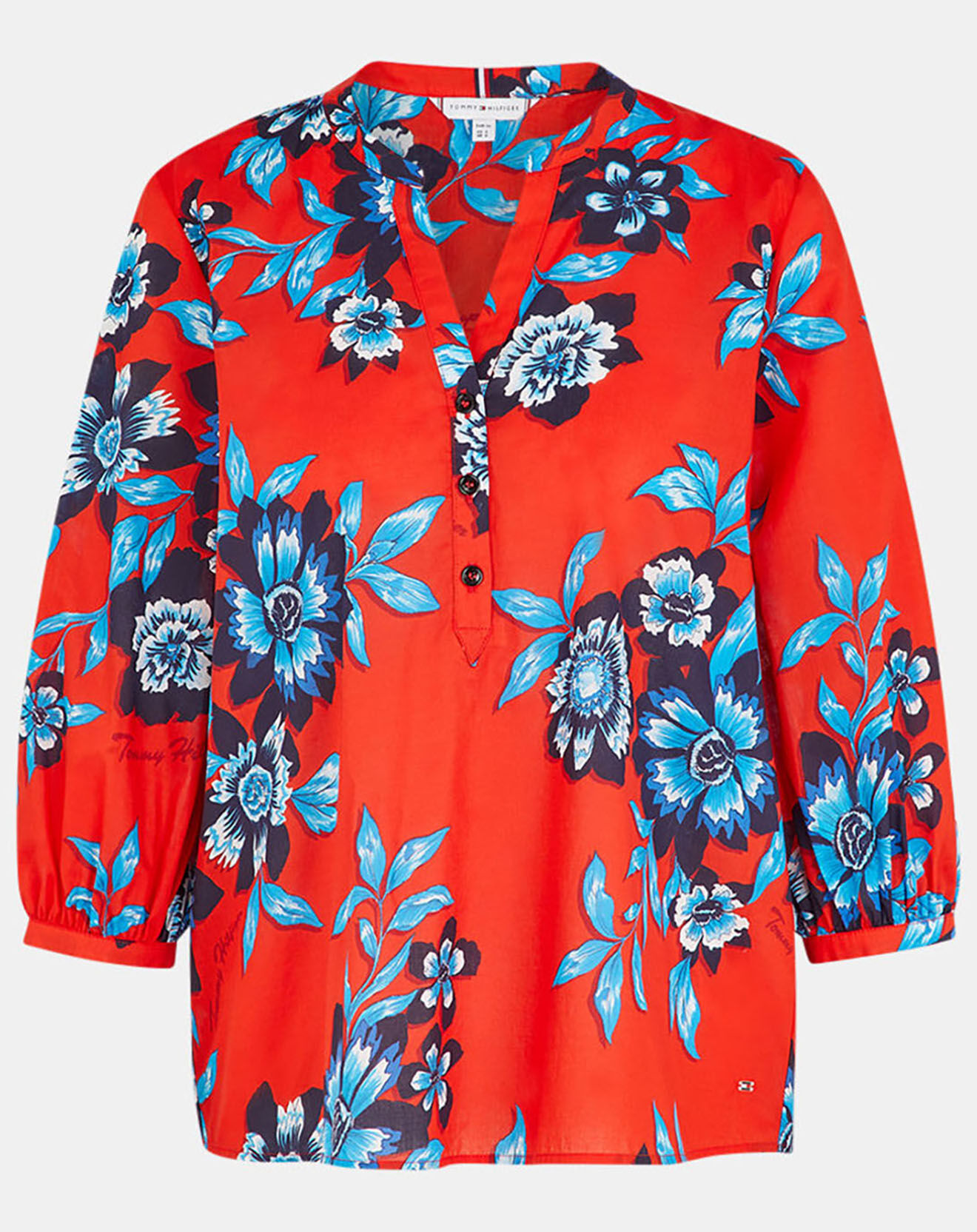 Tommy Hilfiger Blouse voile imprimé floral rouge