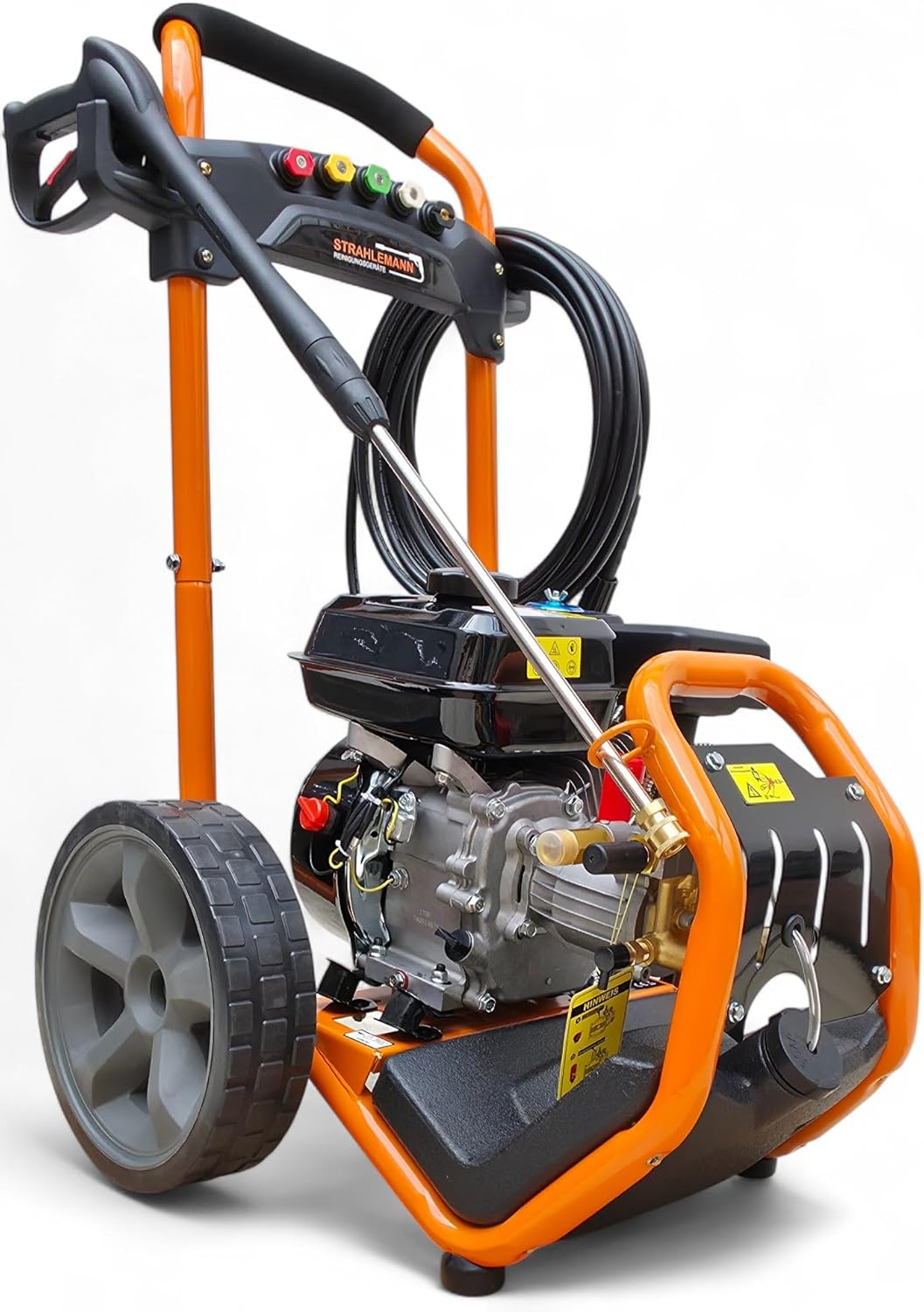 Strahlemann Benzin Hochdruckreiniger SM-LB180D Druckreiniger mit Messingpumpenkopf (4 x Düse, Hochdruckpistole, 7 PS, Druck: 207 bar Fördermenge: 540 l/h) ideal für Terrasse, Auto und Garten