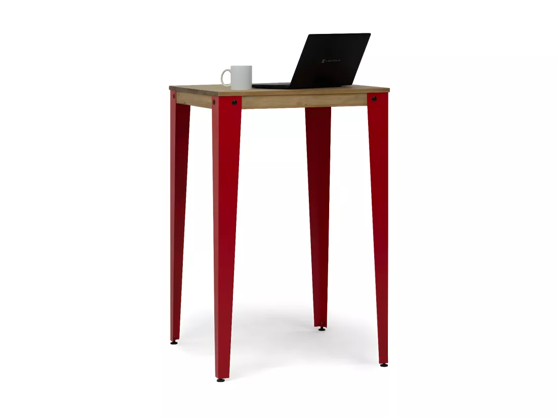 Table Mange debout Lunds 59x59x110cm Rouge-Vieilli. Box Furniture