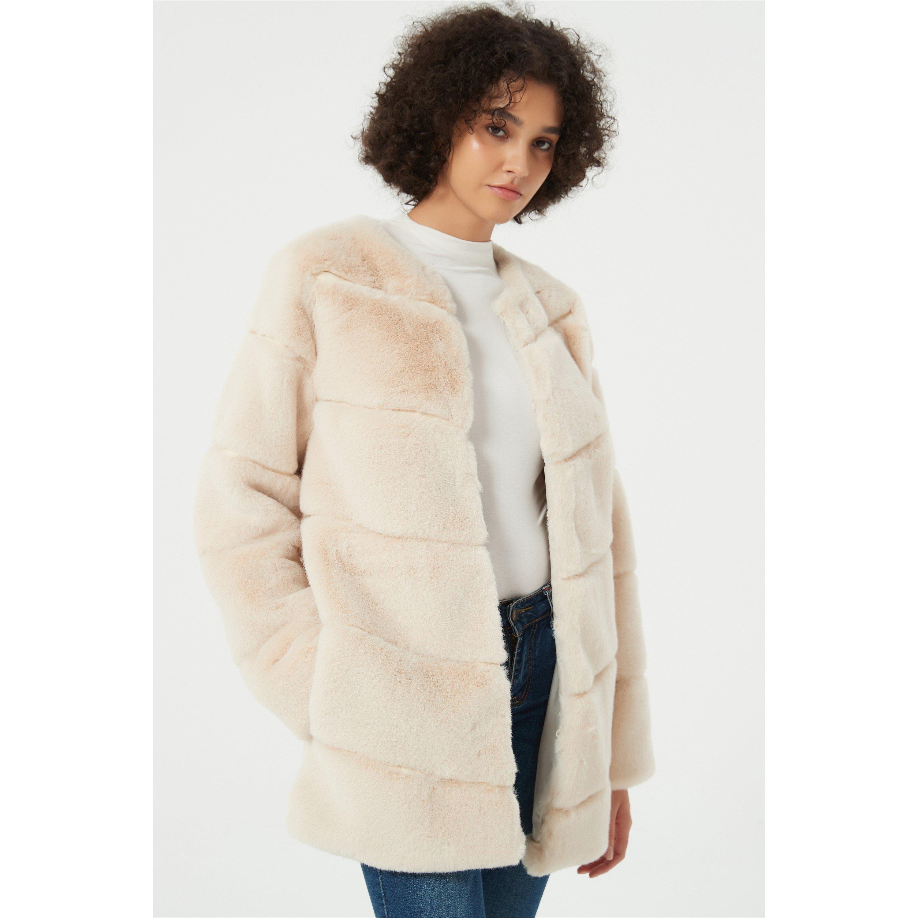 Be You B Faux Fur Panel Coat