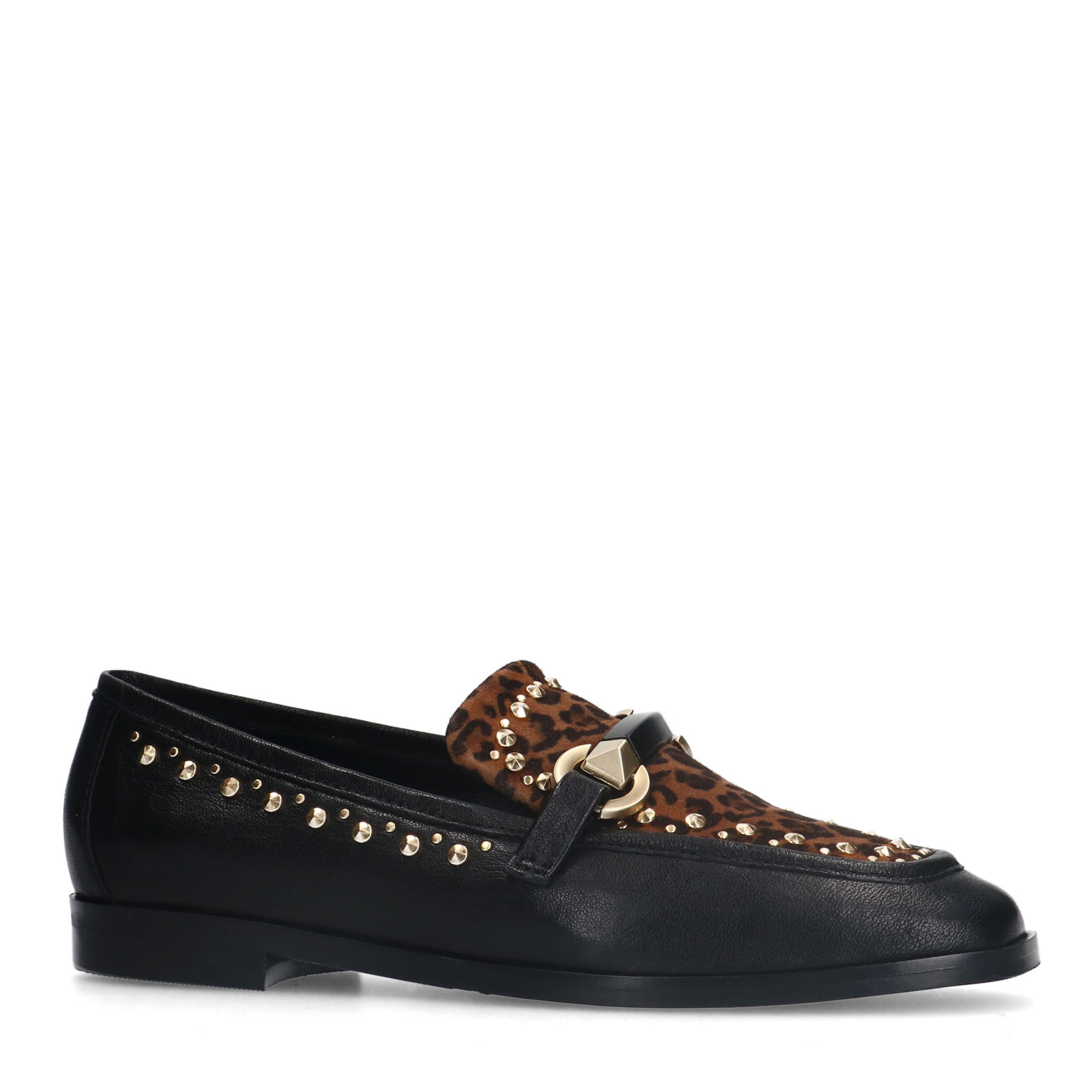 Zwarte leren loafers met details