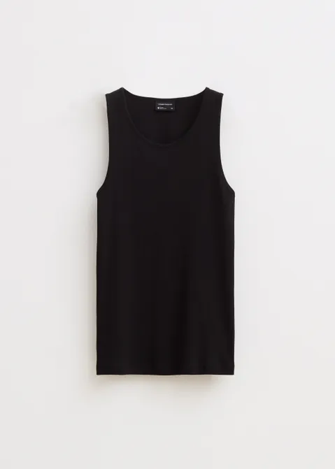 Basic tanktop rib zwart (ZWART)
