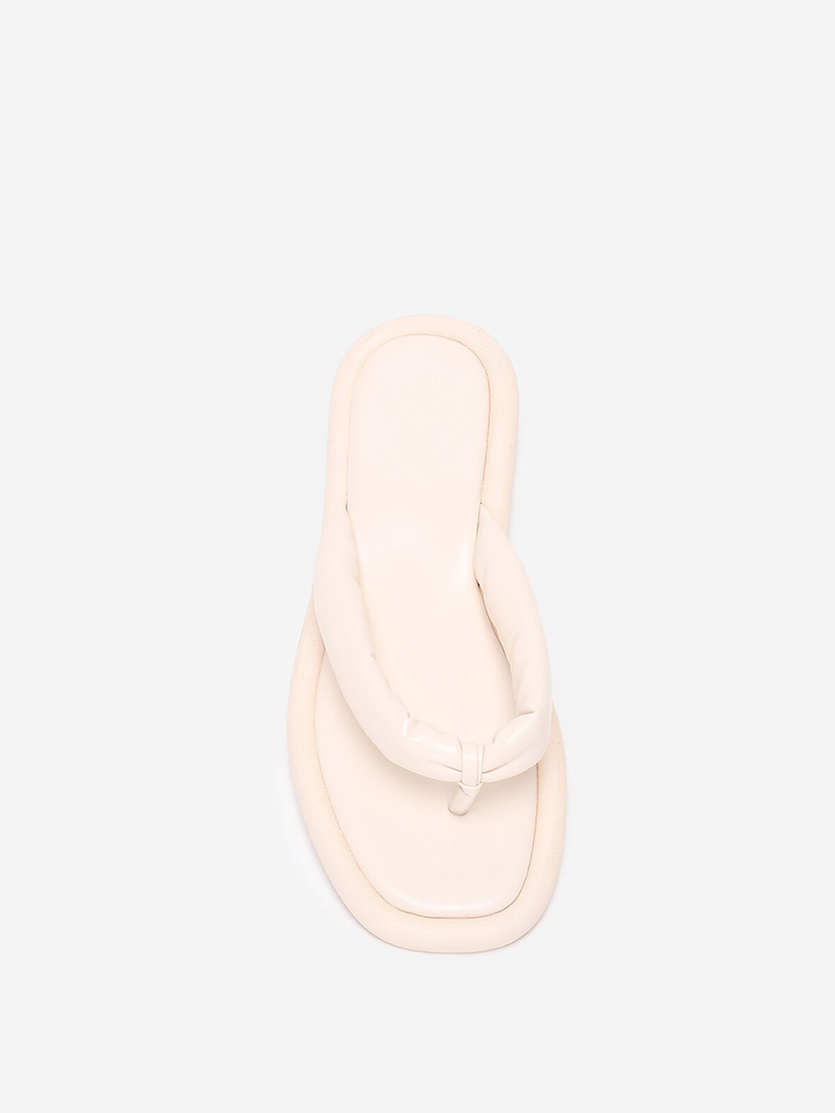 Tongs à bout carré et bride arrondie- Beige