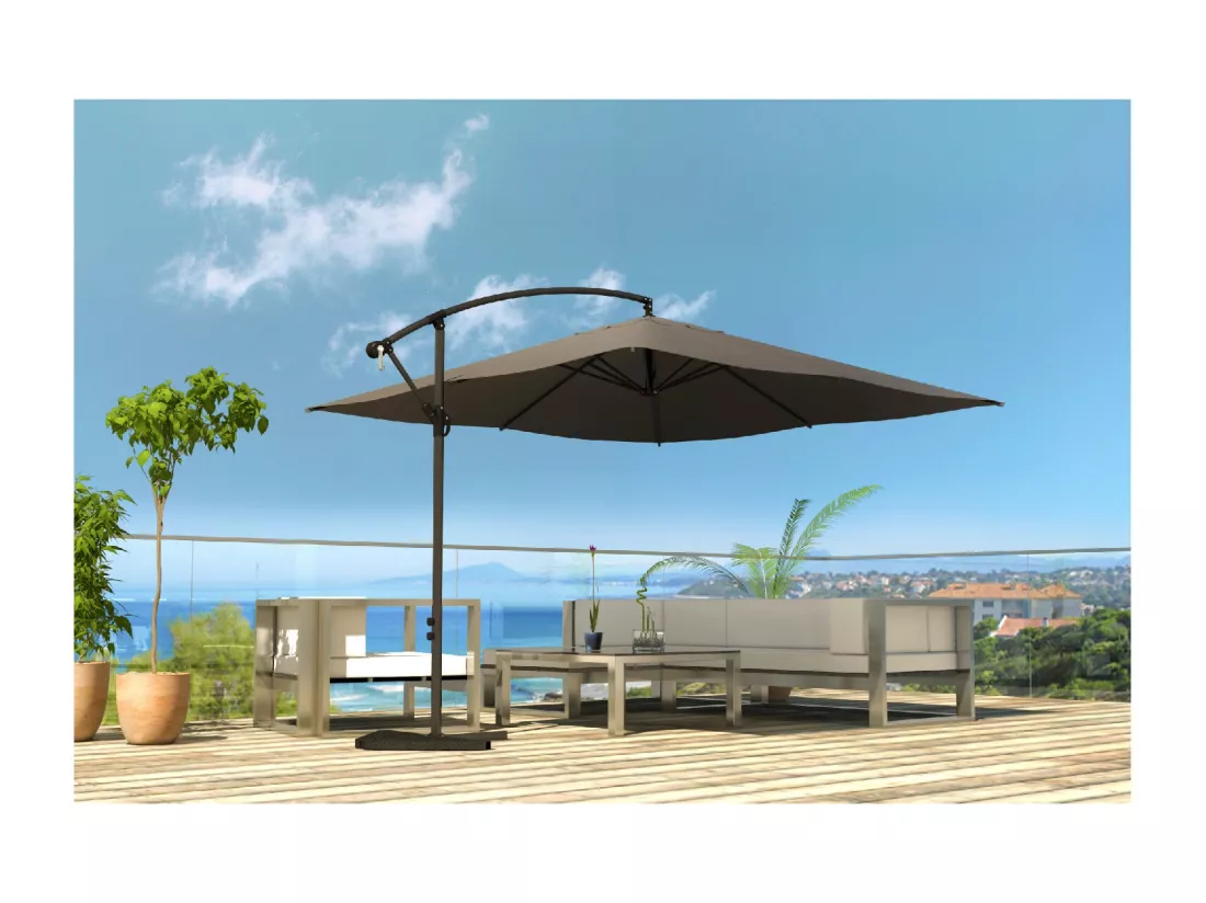 Parasol carré 3x3m gris SOLENZARA