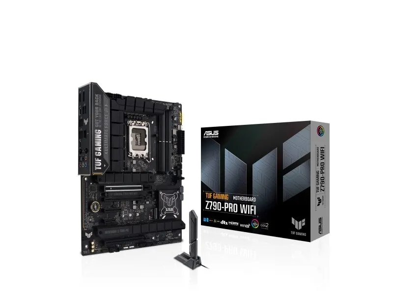 ASUS TUF GAMING Z790-PRO WIFI - Bundkort - ATX - LGA1700 sokkel - Z790 Chipset - USB-C 3.2 Gen 2x2, USB-C 3.2 Gen2, USB 3.2 Gen 1, USB 3.2 Gen 2 - Wi-Fi 6E, Bluetooth - onboard grafik (CPU påkrævet) - HD Audio (8-kanaler)
