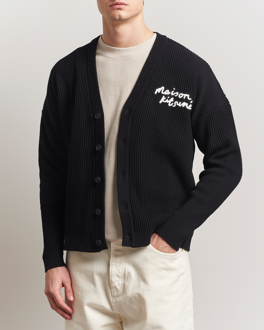 Maison Kitsuné Handwriting Rib Knitted Cardigan Black