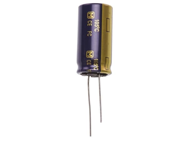 Panasonic EEUFC1H222, Fast kondensator, Aluminium, Volum, Sylindriske, Sort, Hvit, DC