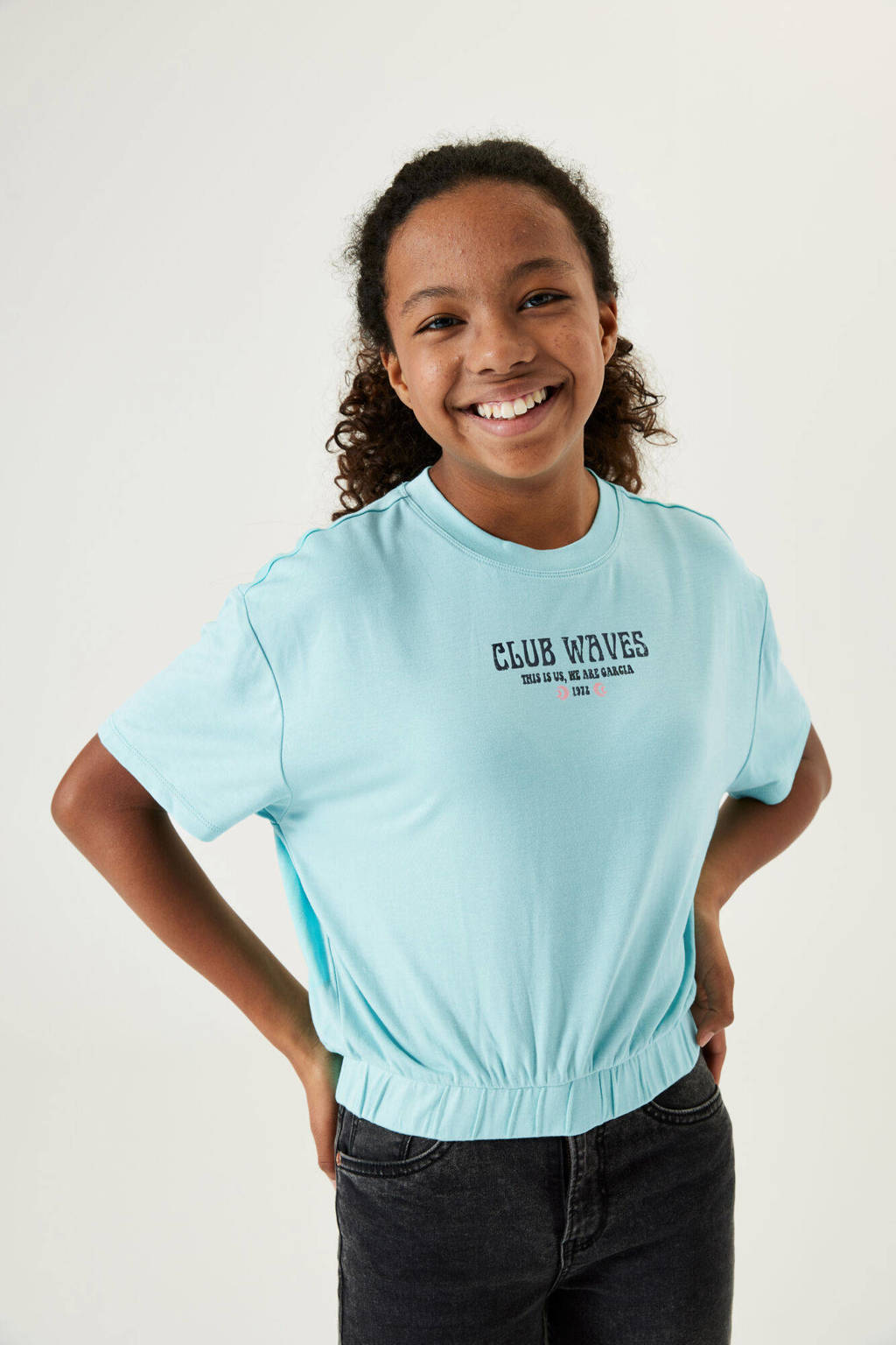 Garcia T-shirt met tekst blauw