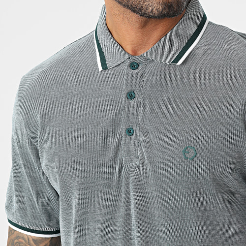 Polo Manches Courtes Slim Theo 5 Vert Chiné
