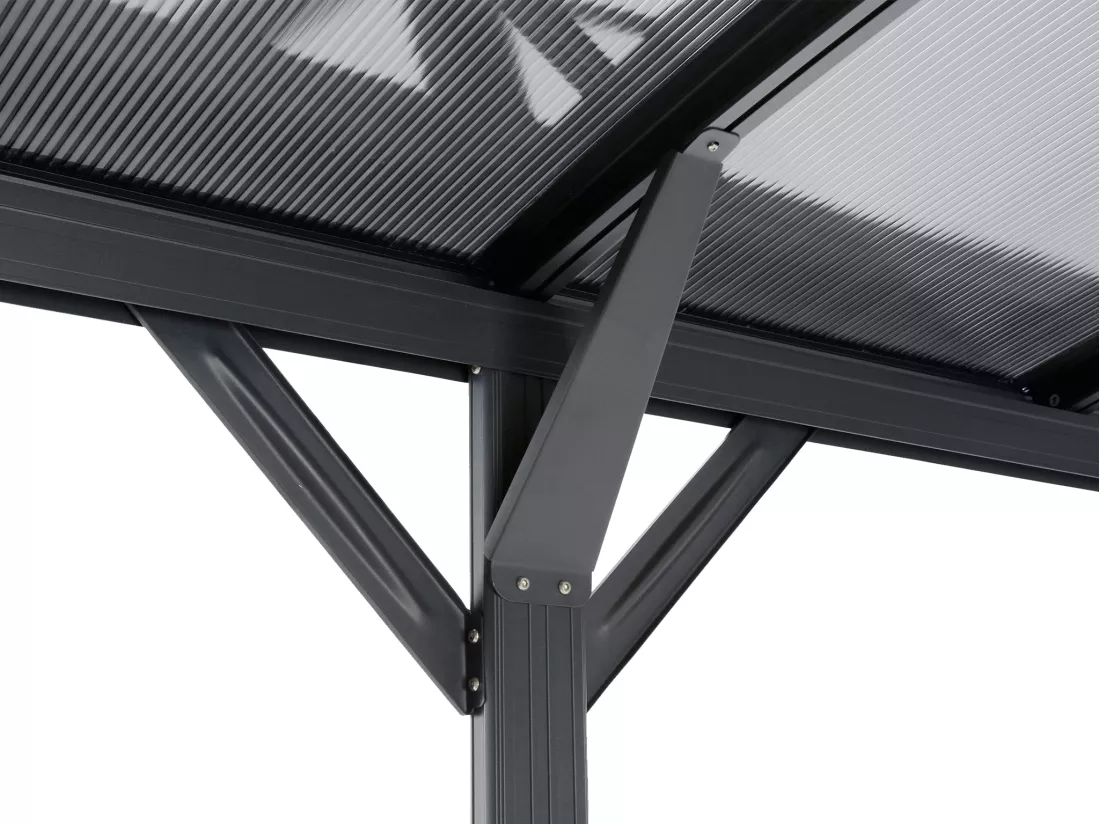 Extension pour carport pergola autoportant en aluminium - 1 voiture - L505 x H239 cm - 15,15 m² - Gris anthracite - BARESA