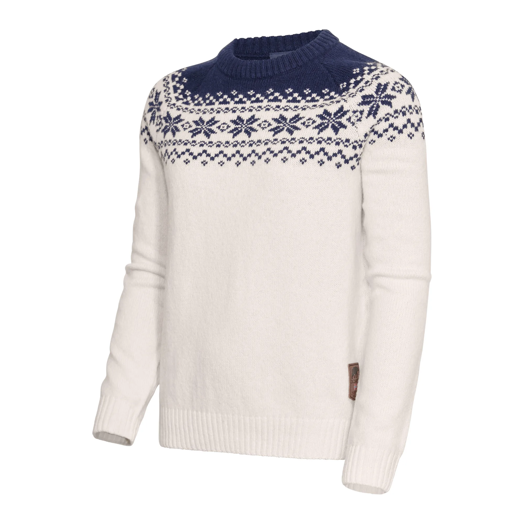 Gridarmor Women’s Snøkrystall Round Neck Ullgenser White/Dark Navy