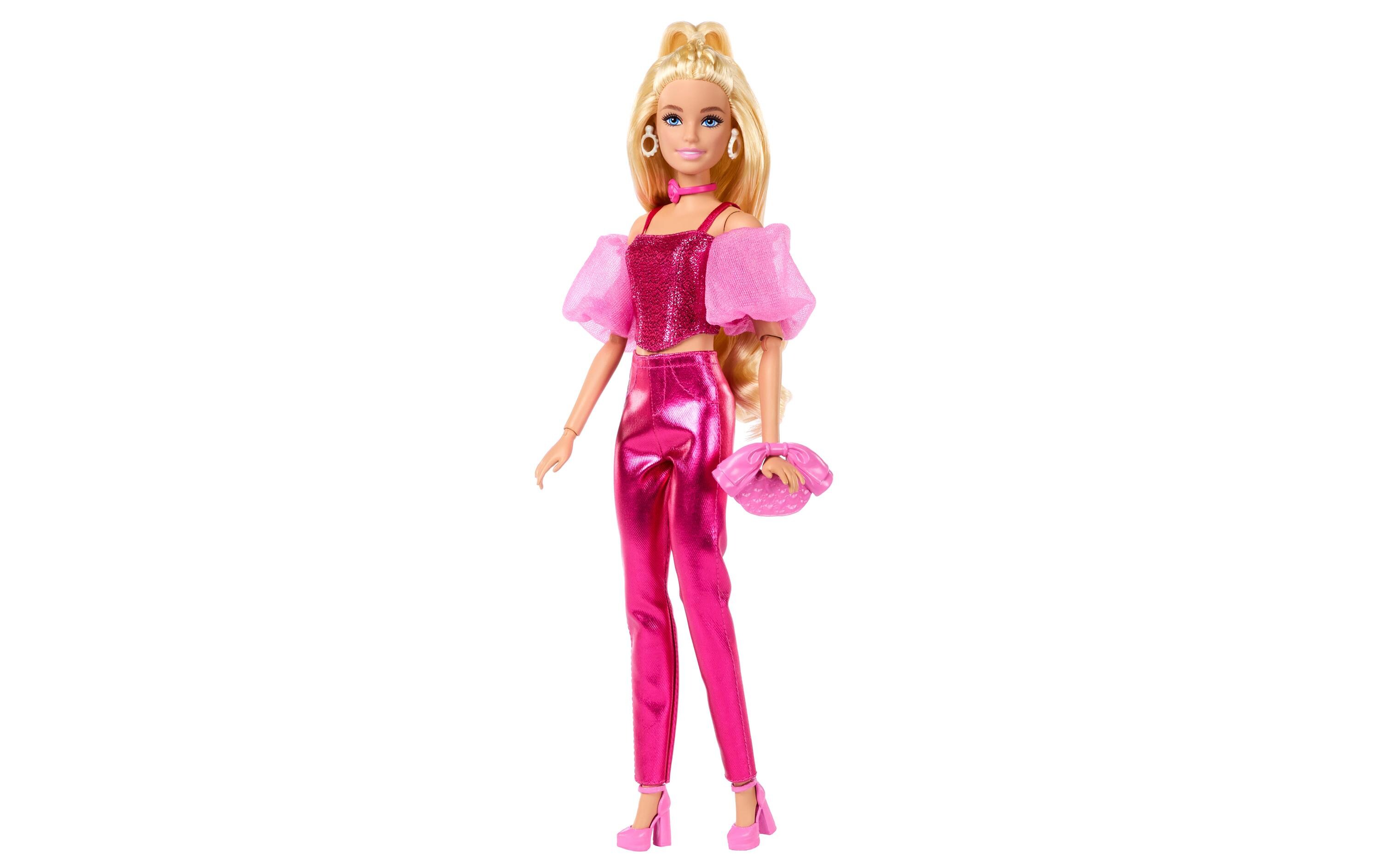 Puppe Deluxe Style Pink CorsetStyle-Modepuppe in rosafarbenem Metallic-Outfit mit Korsett-Top und Accessoires