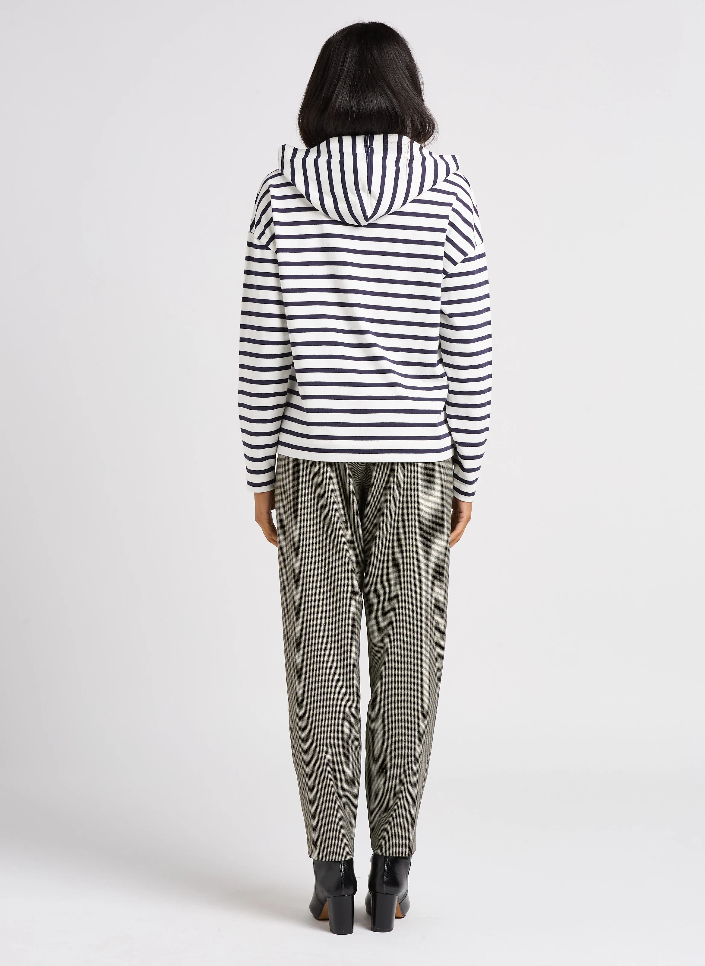 PAVEL - Pantalon carotte pied de poule| Noir